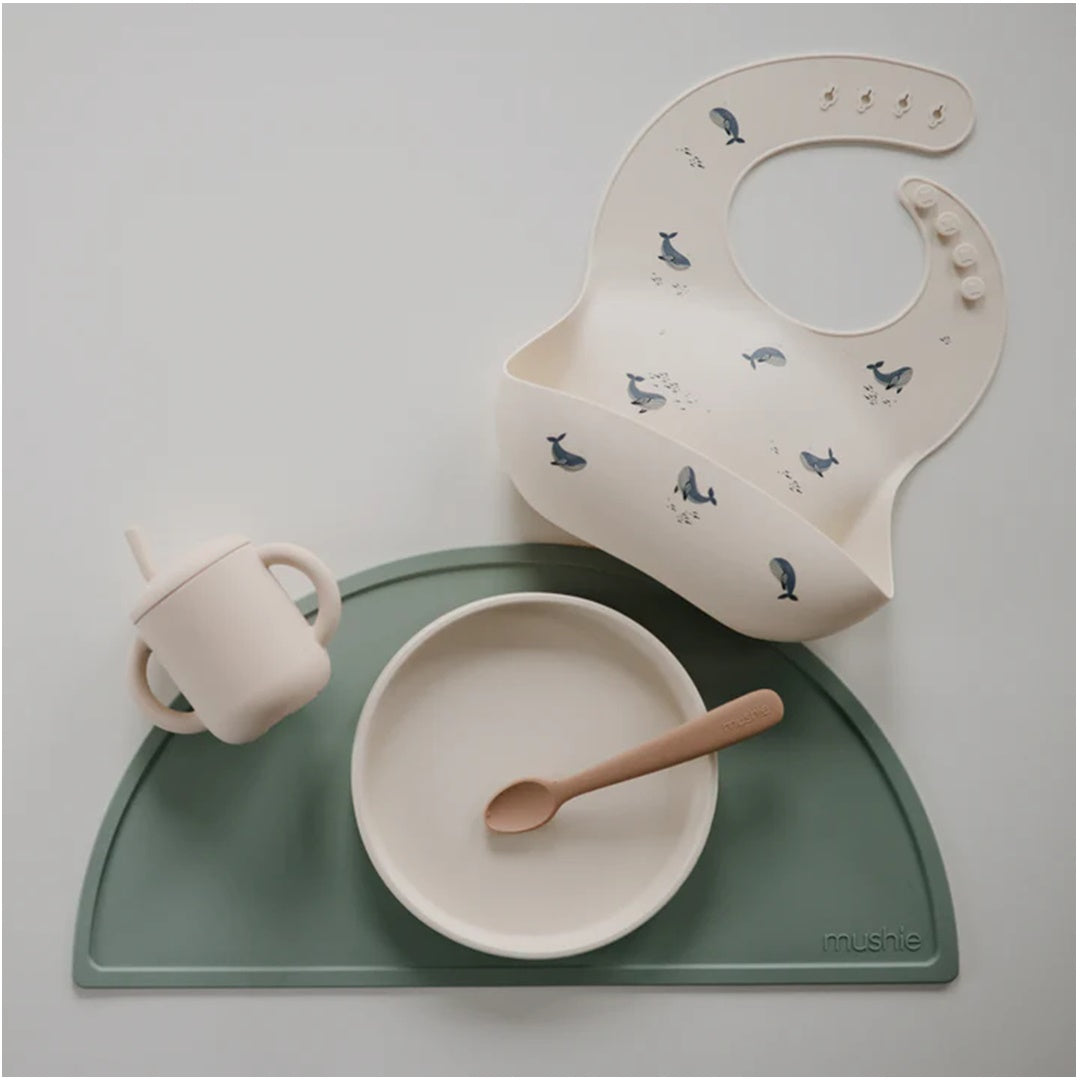 Mushie Silicone Training Cup + Straw Ivory