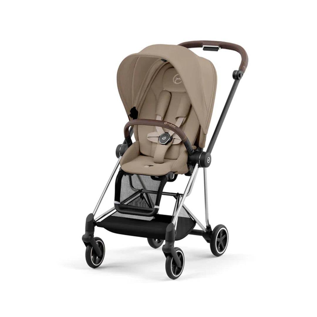 Cybex Mios 3 Stroller - Chrome Brown Frame and Cozy Beige Seat Pack