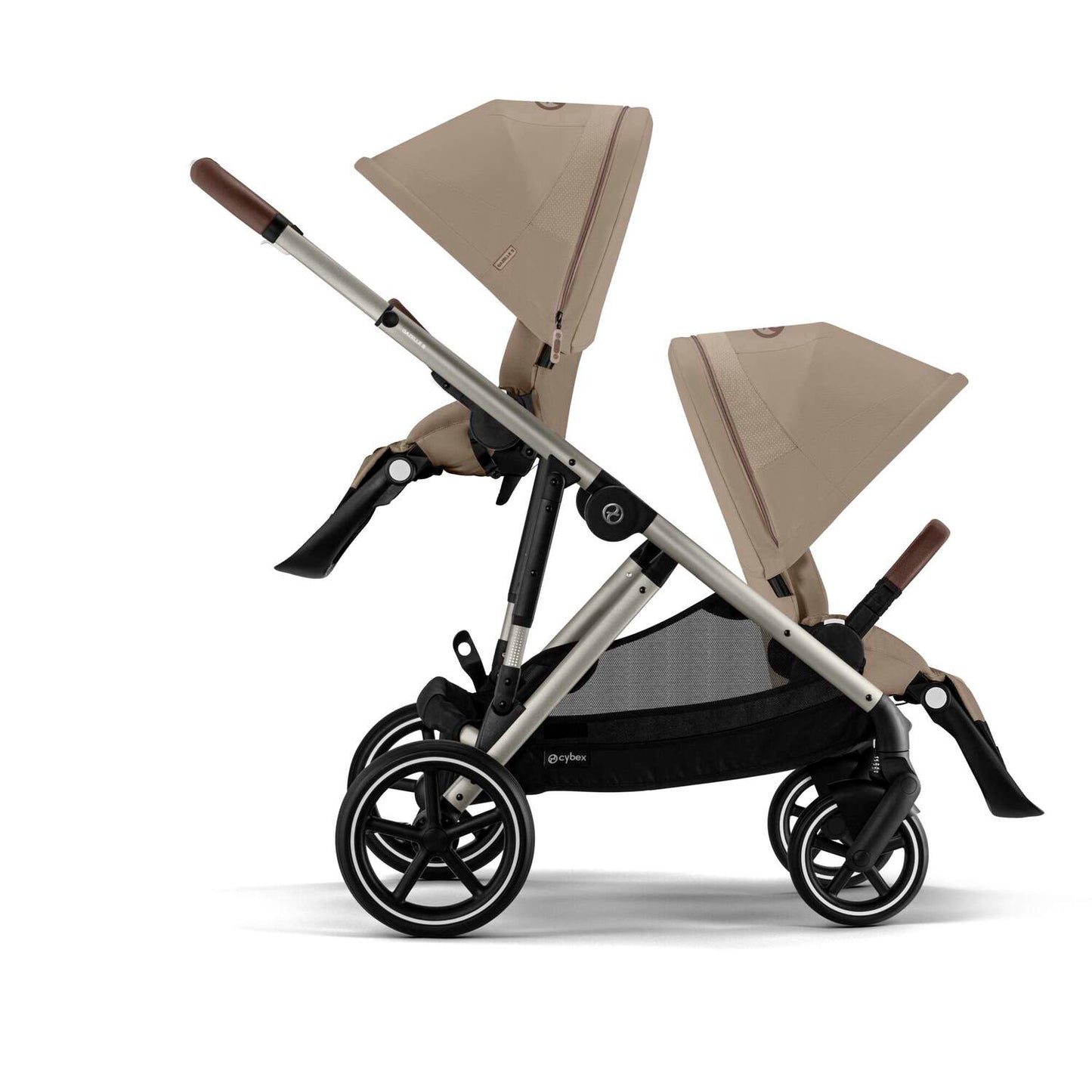 Cybex Gazelle S Single-to-Double Stroller - Taupe Frame / Almond Beige