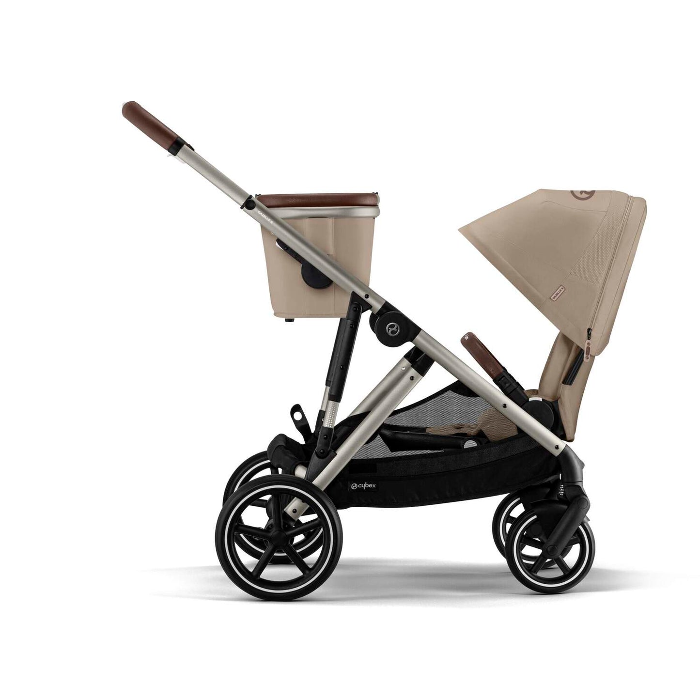 Cybex Gazelle S Single-to-Double Stroller - Taupe Frame / Almond Beige