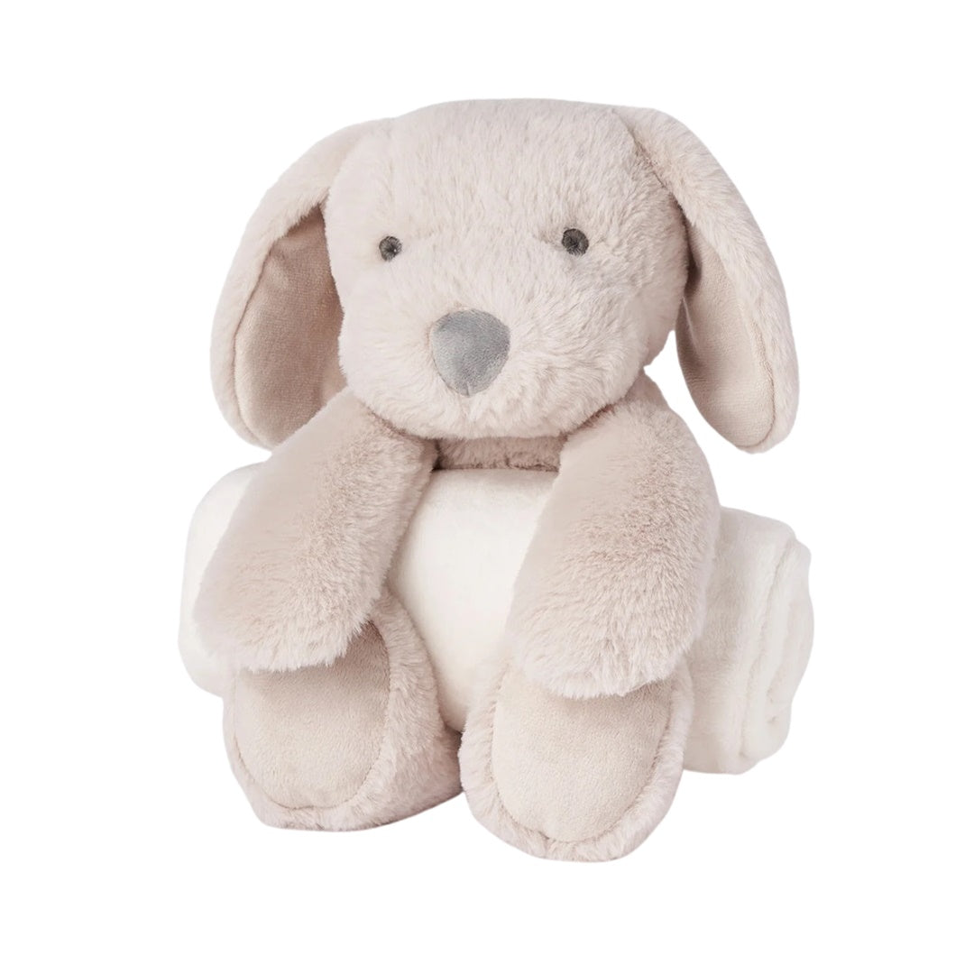Elegant Baby Puppy Bedtime Huggie Plush Toy with Blanket