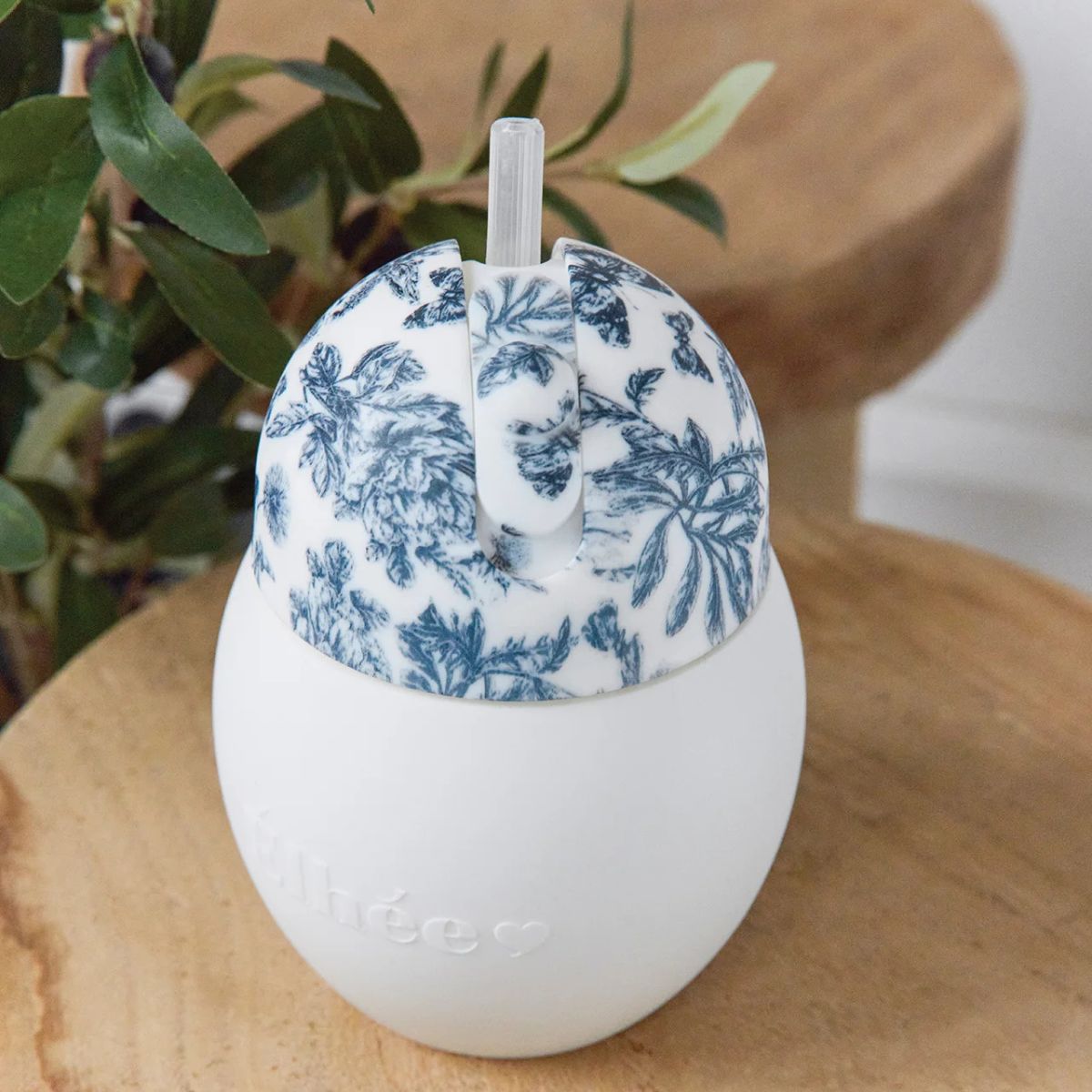 Élhée Weighted Straw Cup Tartine et Chocolat Toile de Jouy Blue 240 ml 9M+