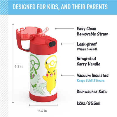 Thermos Funtainer Water Bottle With Straw 12 OZ - Pokémon