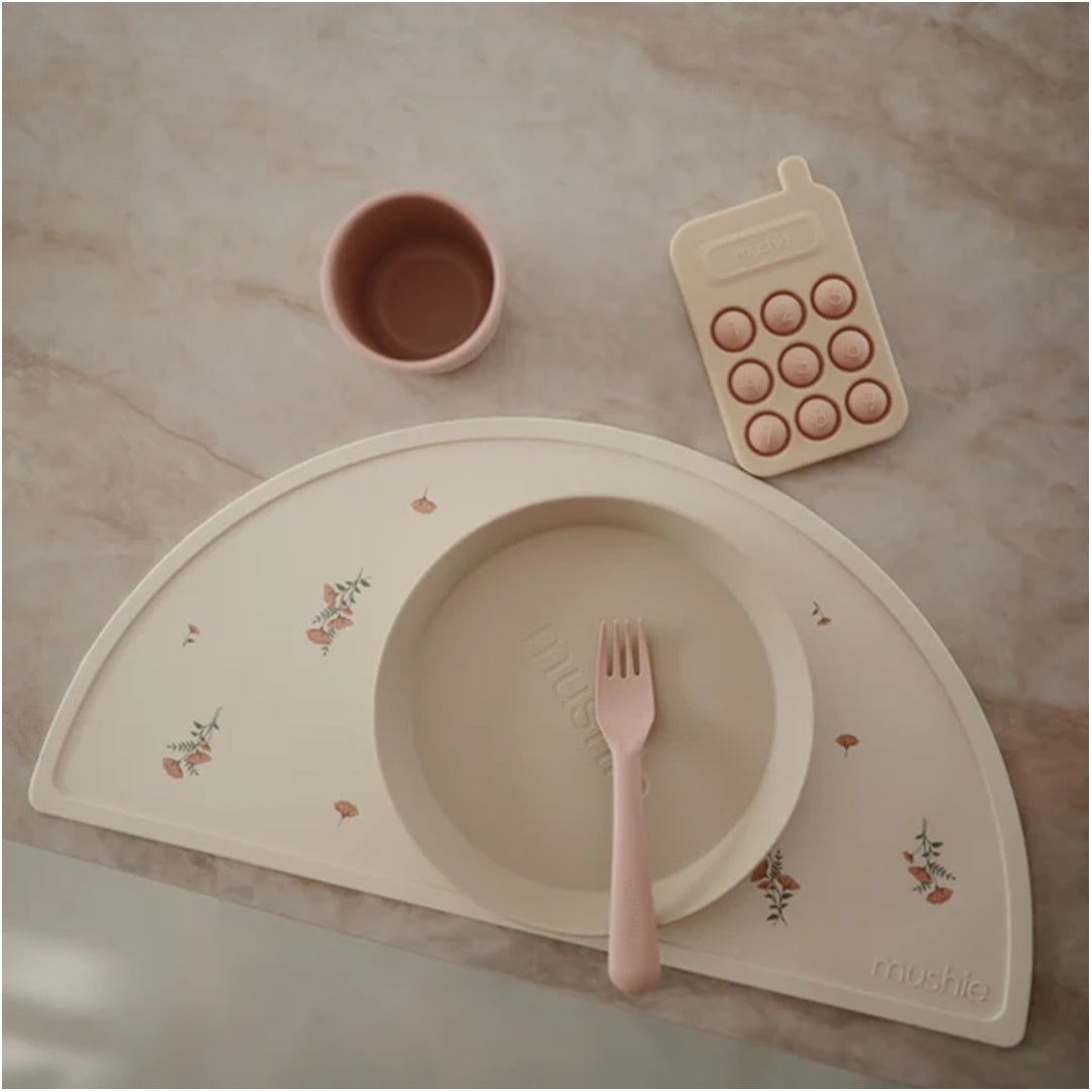 Mushie Silicone Placemat - Pink Flowers