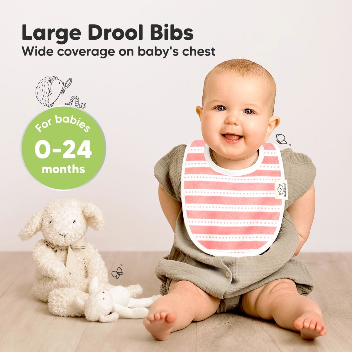 KeaBabies Organic Drool Bibs 8-Pack for Teething Babies 0-24M - Sweet Charm