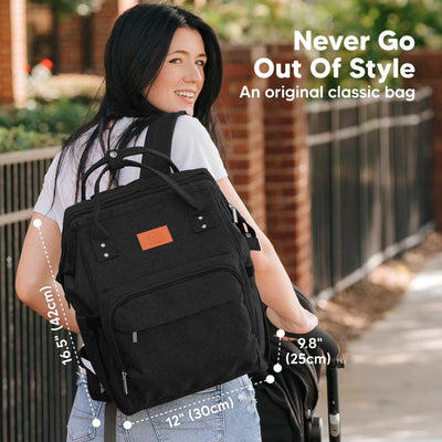 KeaBabies Rove Diaper Backpack - Trendy Black
