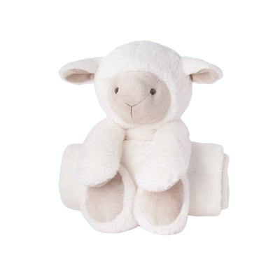 Elegant Baby Lamb Bedtime Huggie Plush Toy with Blanket