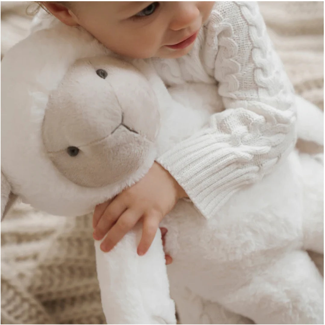 Elegant Baby Lamb Bedtime Huggie Plush Toy with Blanket