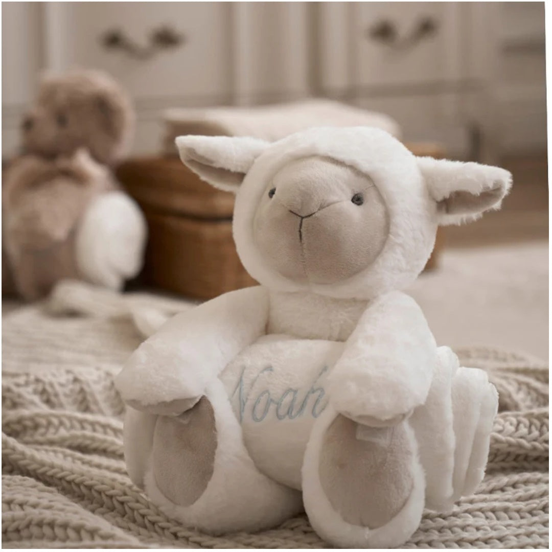 Elegant Baby Lamb Bedtime Huggie Plush Toy with Blanket