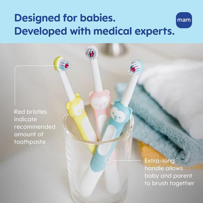 Mam Baby Toothbrushes 6M+,2Pk - Blue