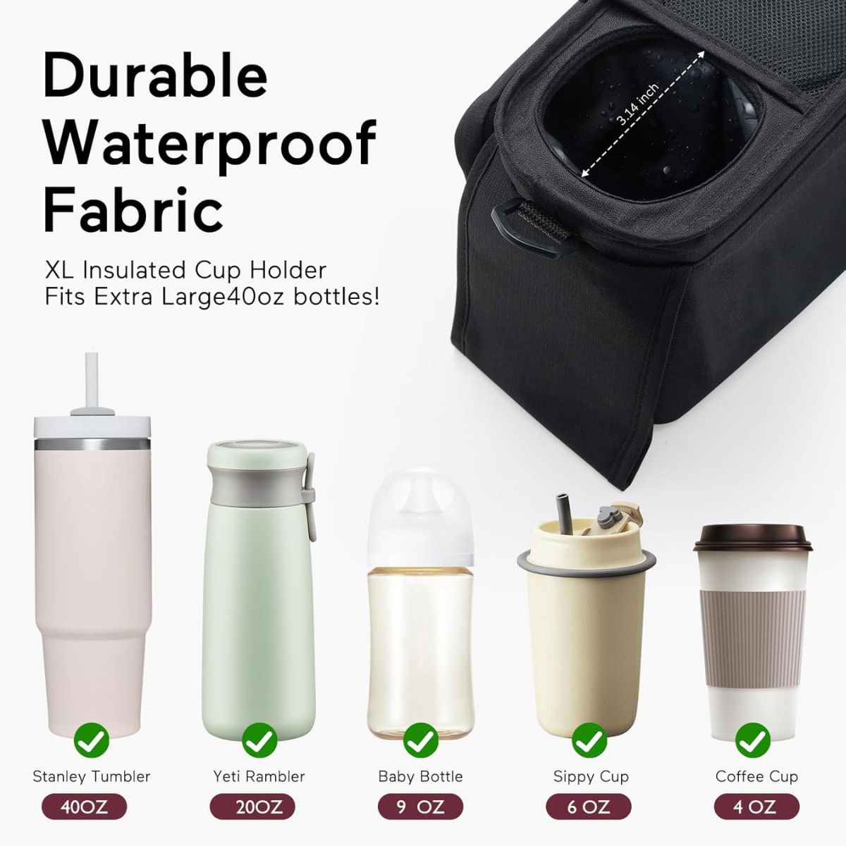 Momcozy Stroller Organizer All-in-One Cup Holder & Pet Strollers - Black