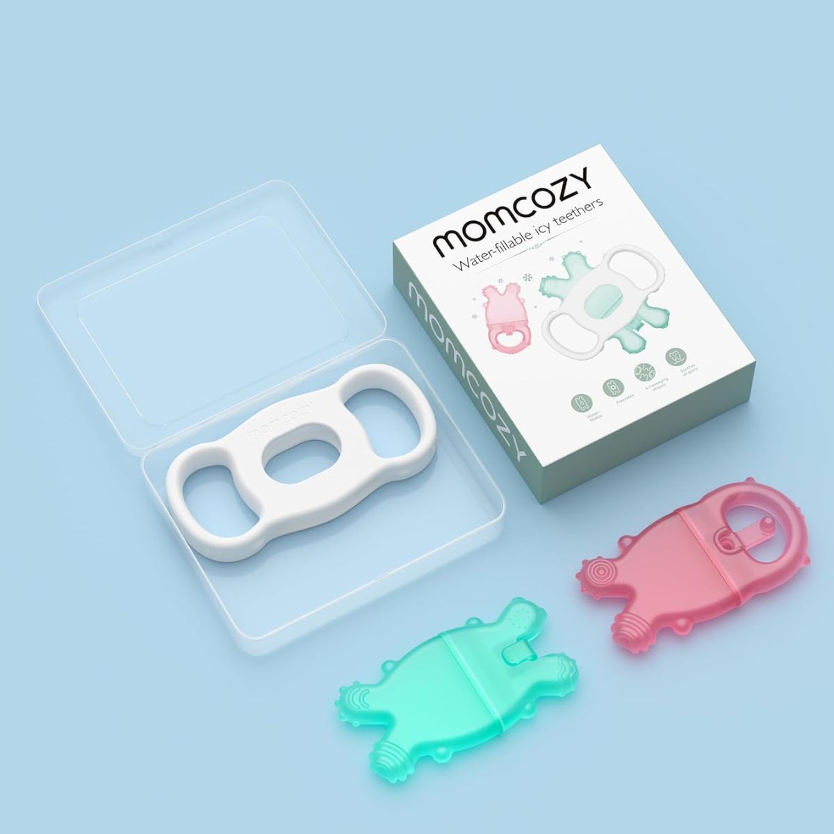 Momcozy Water Fillable Teether Pink and Green 0-12M - 2 Pcs