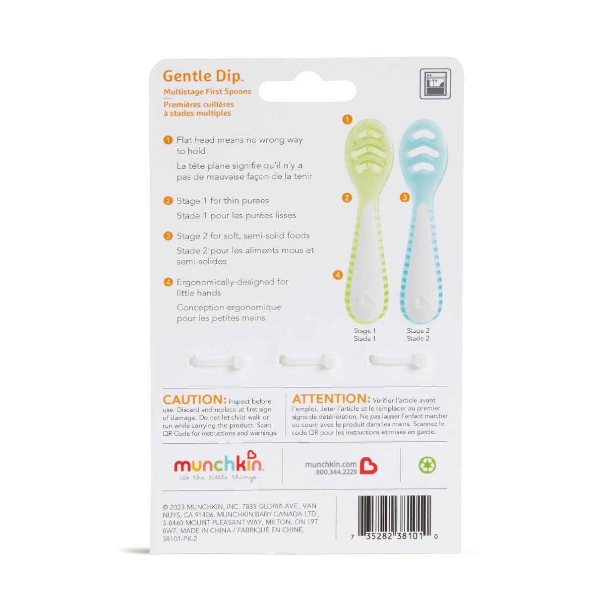 Munchkin Gentle Dip Multistage First Spoons - Blue/Green
