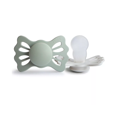 Mushie FRIGG Lucky Symmetrical Pacifier set (6-18M) - Sage/Silver Gray