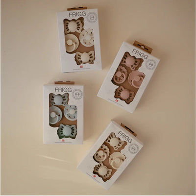 Mushie FRIGG Baby's First Pacifier Floral Heart 4-Pack 0-6M Cream