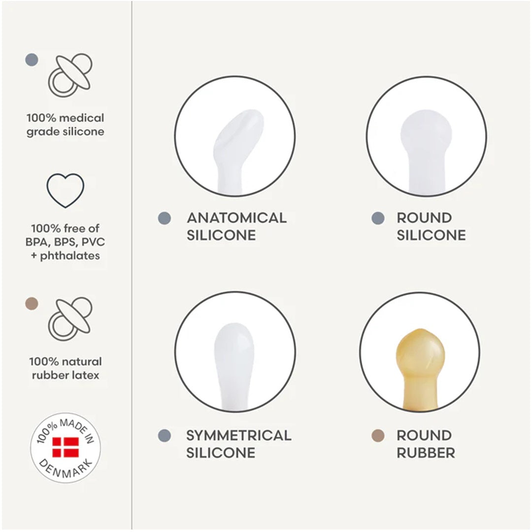 Mushie FRIGG Baby's First Pacifier Floral Heart 4-Pack 0-6M Cream