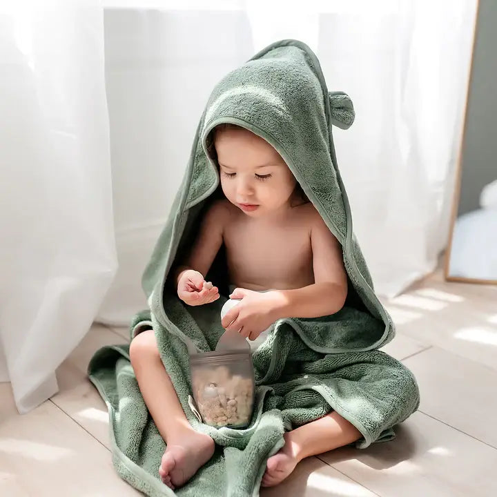 Organic Cotton Hooded Towel For Babies and Toddlers - Green