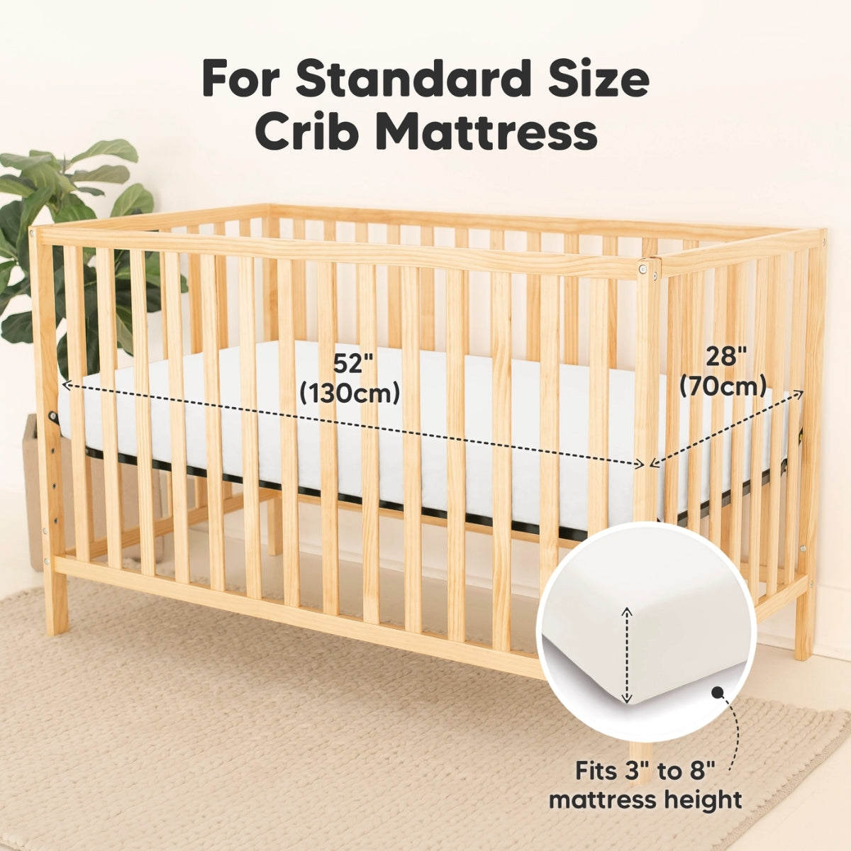Keababies 2pk Waterproof Crib Sheets Baby Mattress Protector - Soft White
