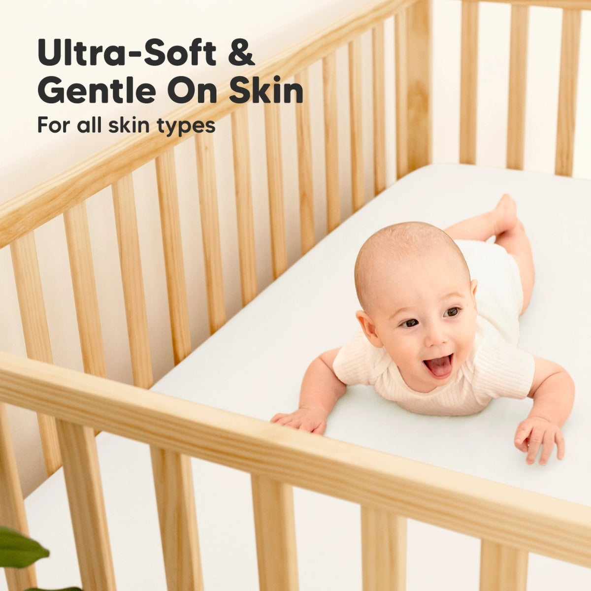 Keababies 2pk Waterproof Crib Sheets Baby Mattress Protector - Soft White