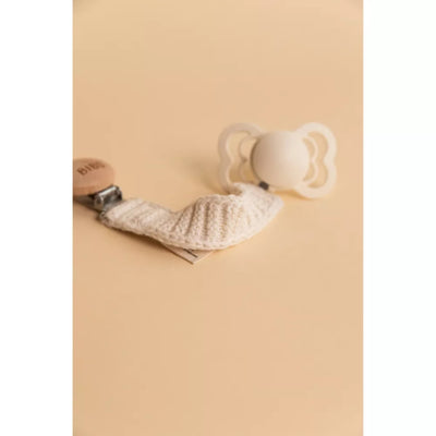 Bibs Pacifier Clip Knitted - Ivory