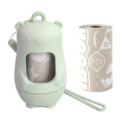 Moodie Teddy Bear Disposable Diaper Bag Dispenser | SAGE GREEN