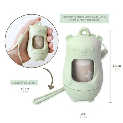 Moodie Teddy Bear Disposable Diaper Bag Dispenser | SAGE GREEN