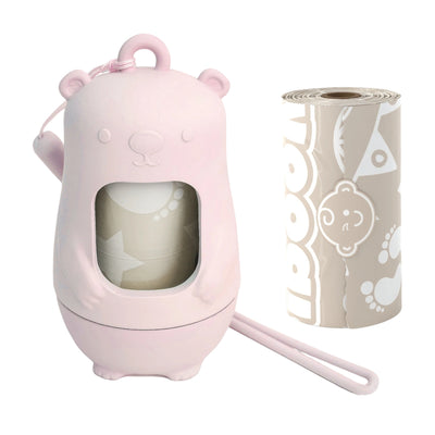Moodie Teddy Bear Disposable Diaper Bag Dispenser | ROSIE PINK