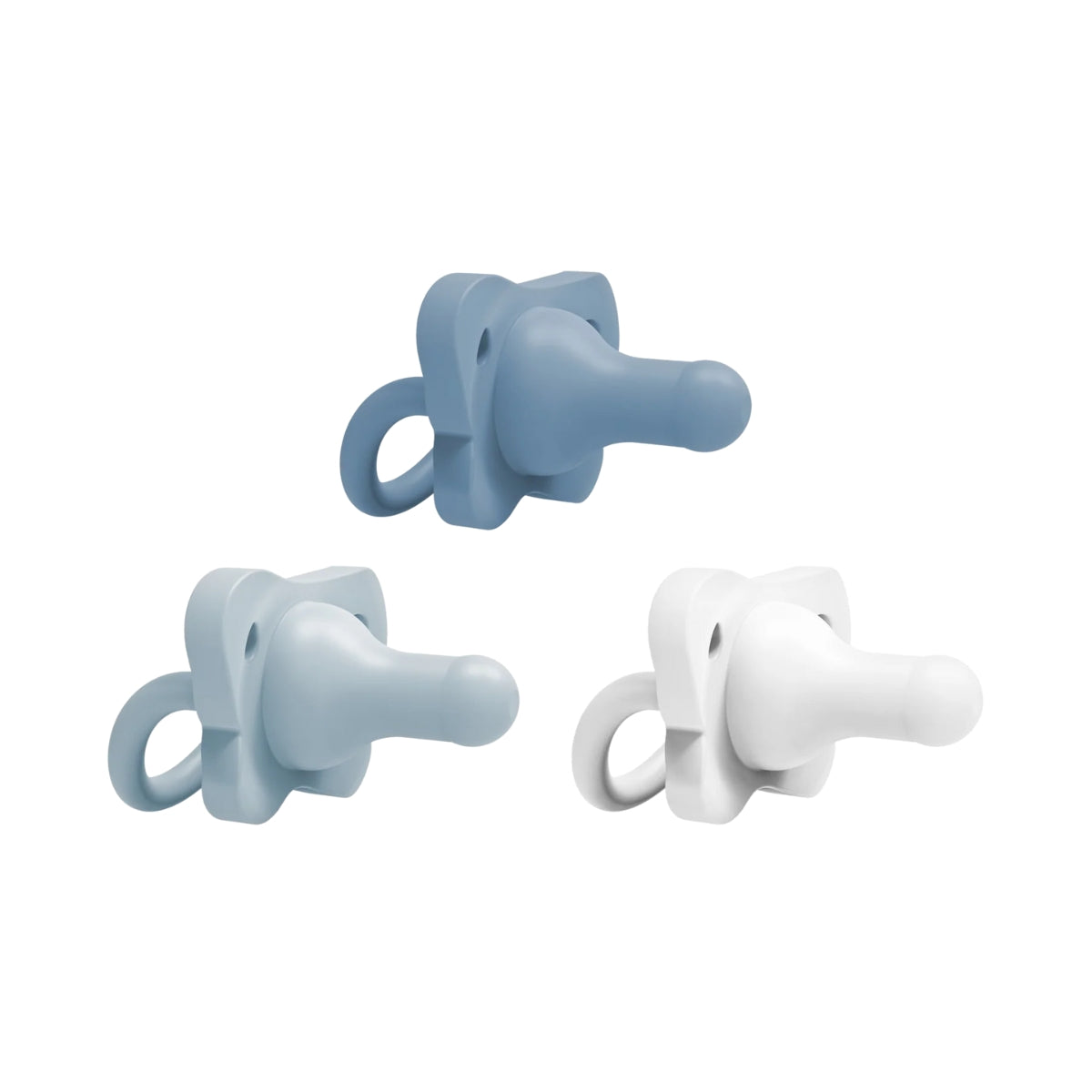 Dr. Brown's HappyPaci One-Piece 100% Silicone Pacifier- 0-6 Months - 3pk Blue/White/Light Blue