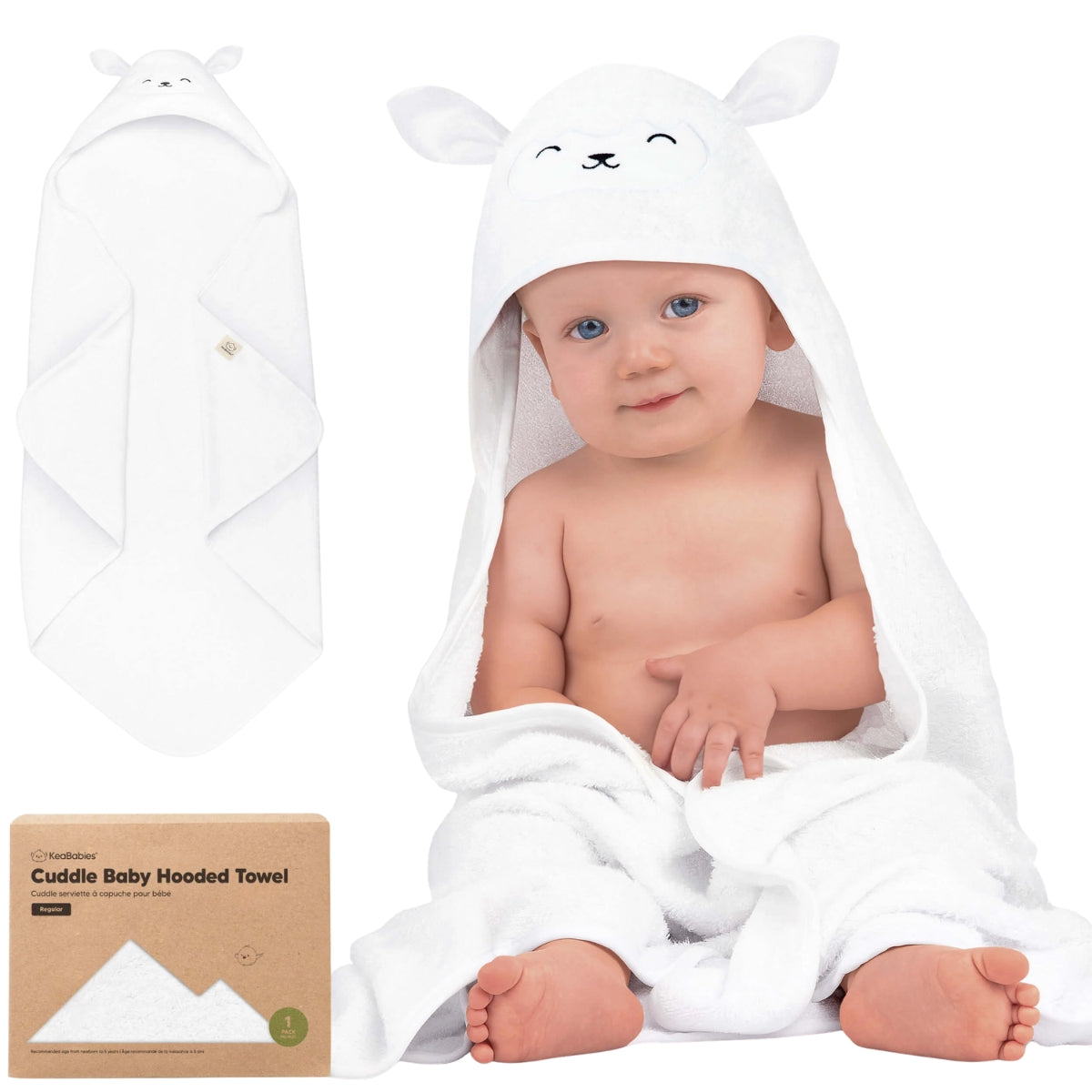 Keababies Cuddle Baby Hooded Towel (Lamb)