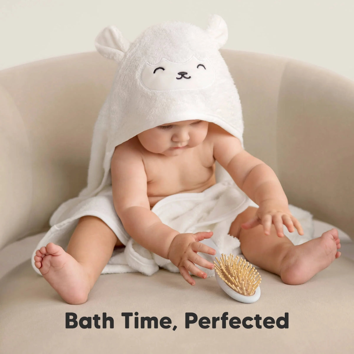 Keababies Cuddle Baby Hooded Towel (Lamb)