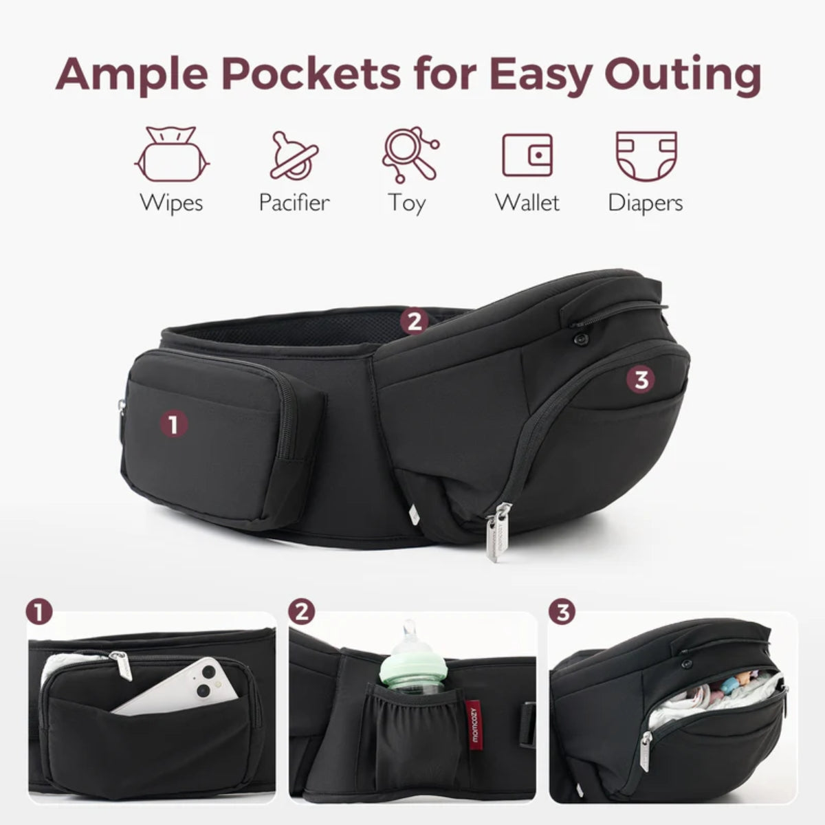 Momcozy Move2Fit Hip Seat Carrier - Black