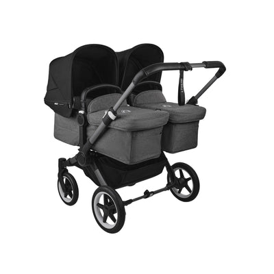 Bugaboo Donkey 5 Twin Bassinet And Stroller - Midnight Black Canopy/Grey Melange /Graphite Chassis