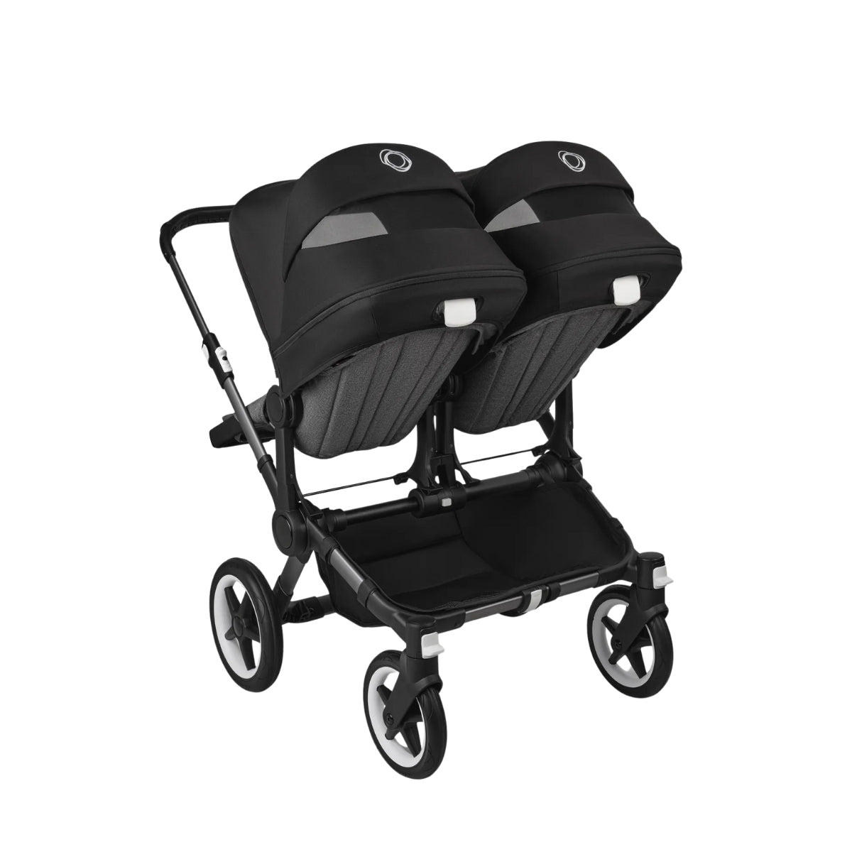 Bugaboo Donkey 5 Twin Bassinet And Stroller - Midnight Black Canopy/Grey Melange /Graphite Chassis