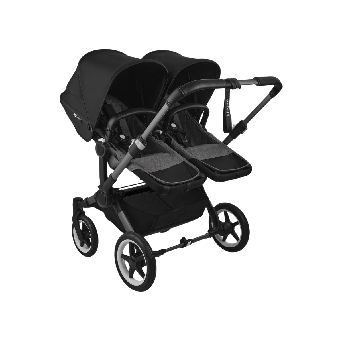 Bugaboo Donkey 5 Twin Bassinet And Stroller - Midnight Black Canopy/Grey Melange /Graphite Chassis