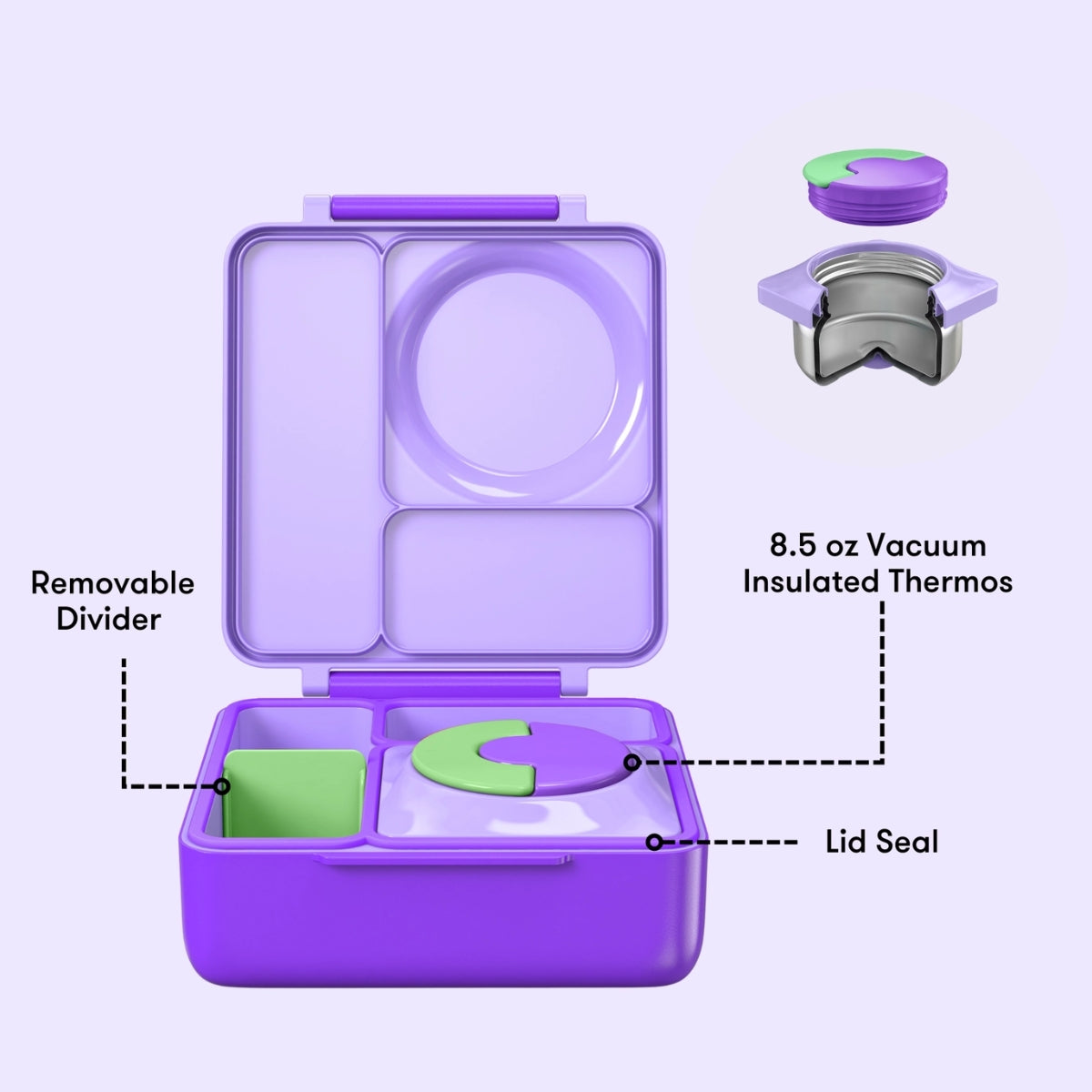 Omiebox Children's Thermal Lunch Box - Lilac Purple