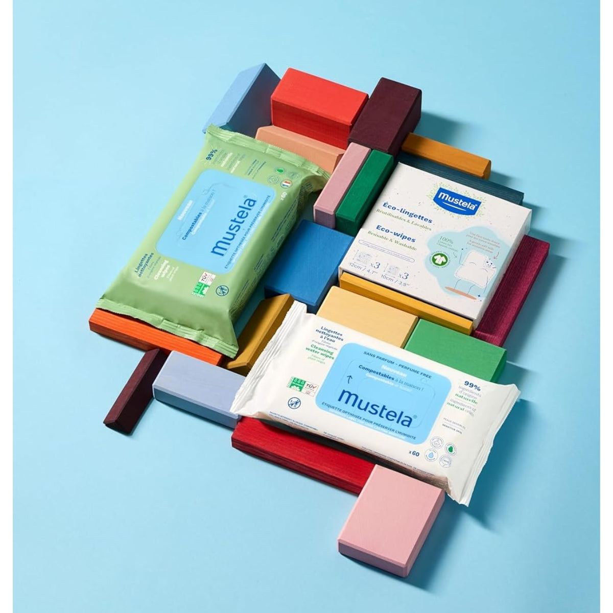 Mustela Compostable Cleansing Water Wipes Fragrance Free (60 Count)