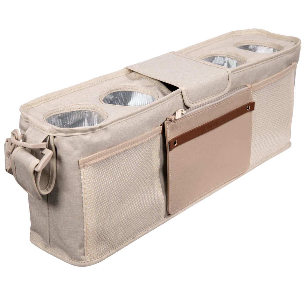Wonderfold Large Parent Console with Insulated Cup Holders - Beige