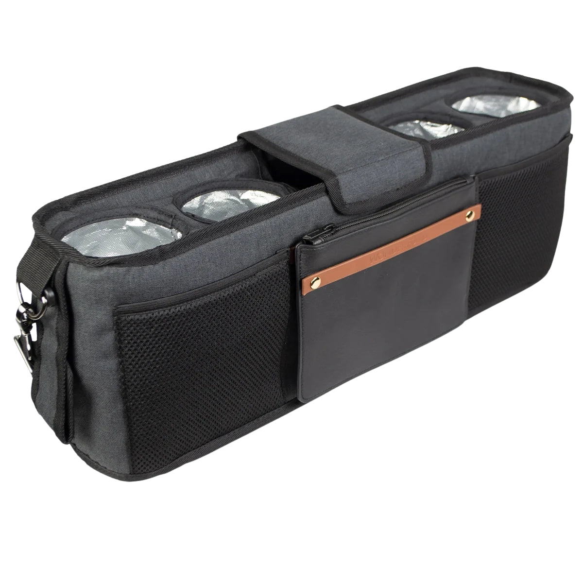 Wonderfold Large Parent Console with Insulated Cup Holders - Volcanic Black