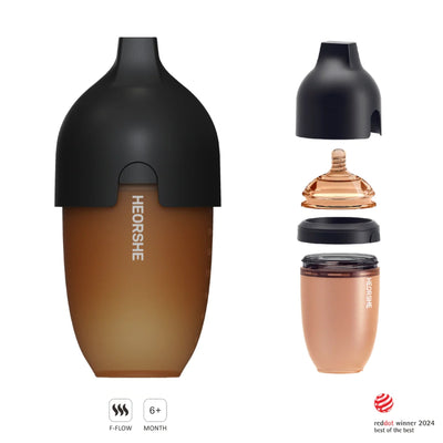 HEORSHE Ultra Wide Neck Baby Bottle 8 OZ - Black