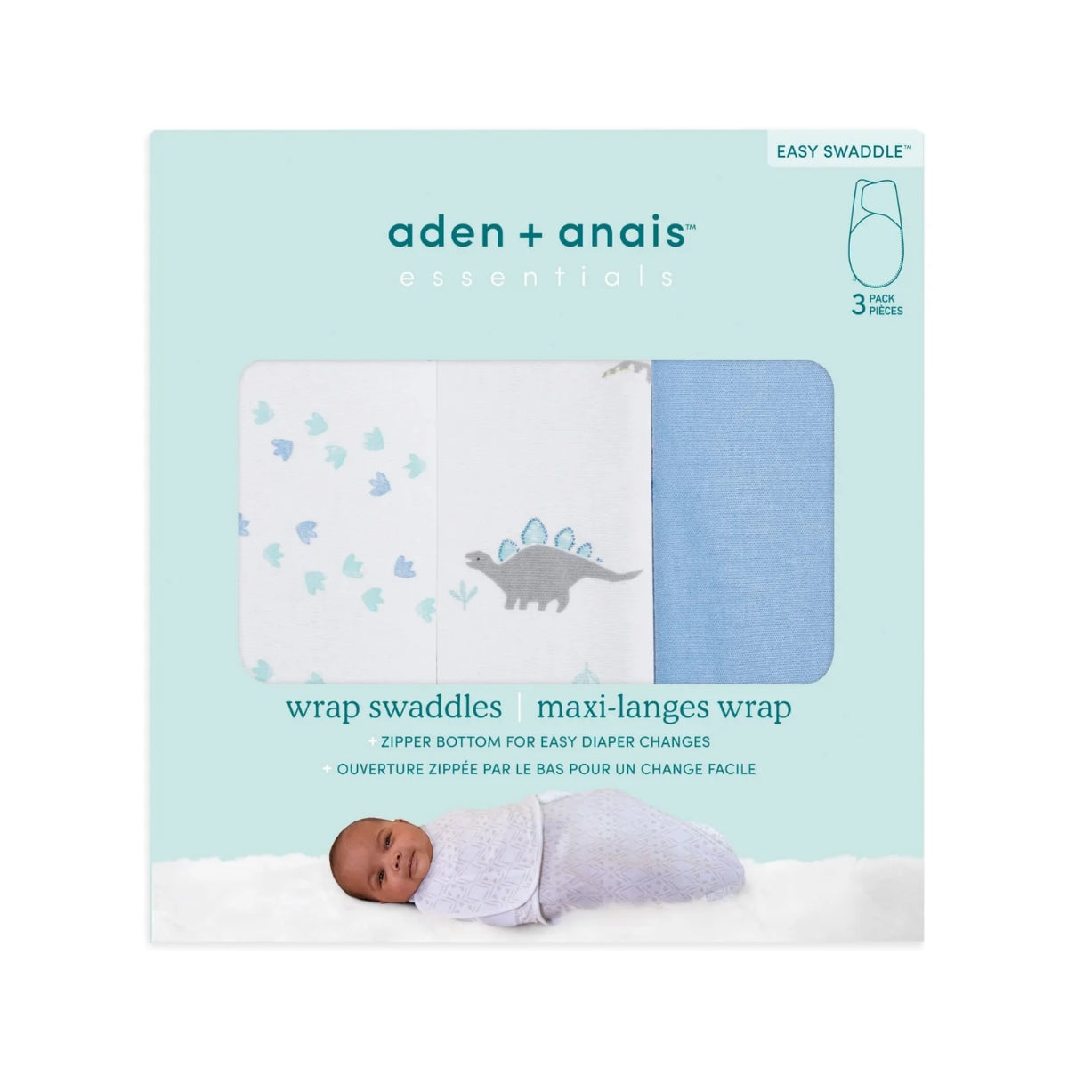 Aden + Anais Essentials Wrap Swaddle 3 pack - Dino Rama