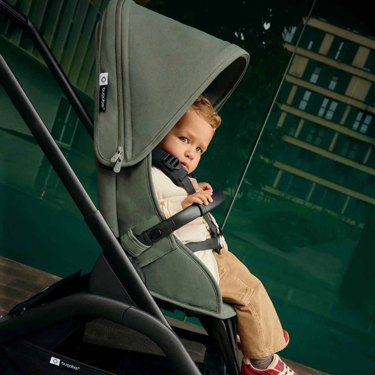 Bugaboo Dragonfly Bassinet And Seat Stroller - Black/Black/Canopy Forest Green