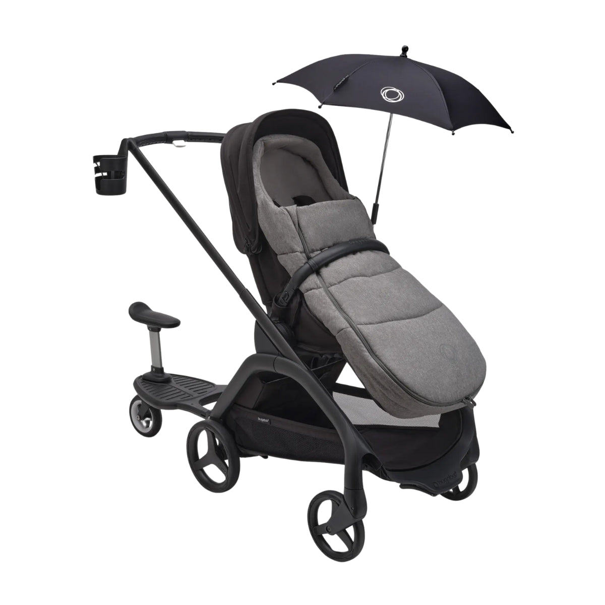 Bugaboo Dragonfly Bassinet And Seat Stroller - Black/Grey Melange/Canopy Grey Melange
