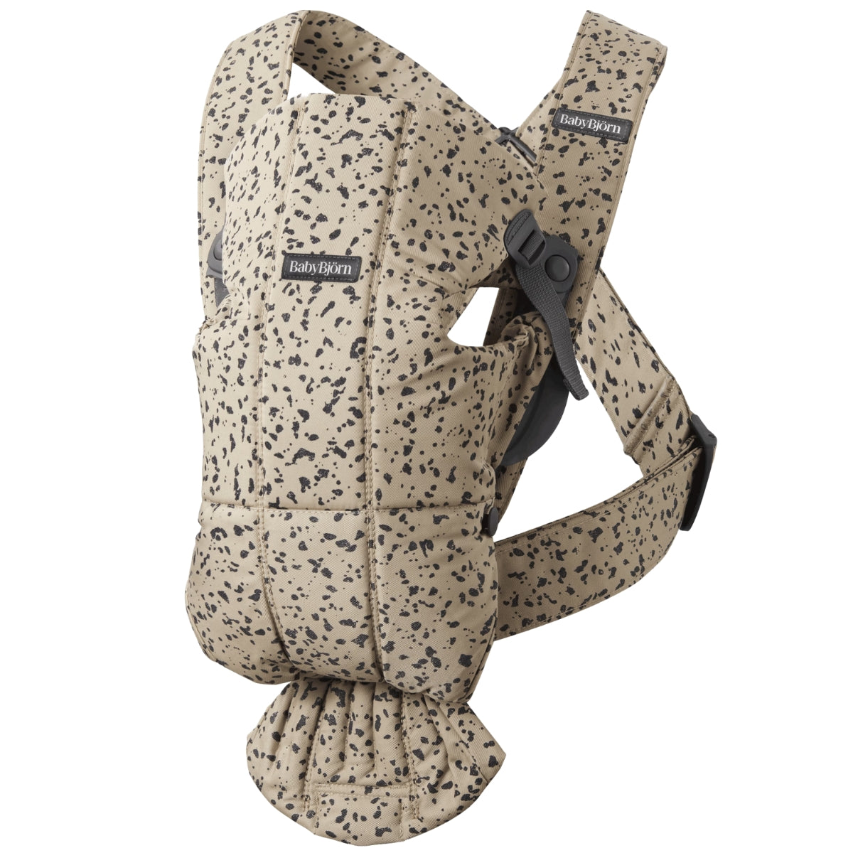BabyBjorn Baby Carrier Mini, Woven - Dark Gray / Beige Print 