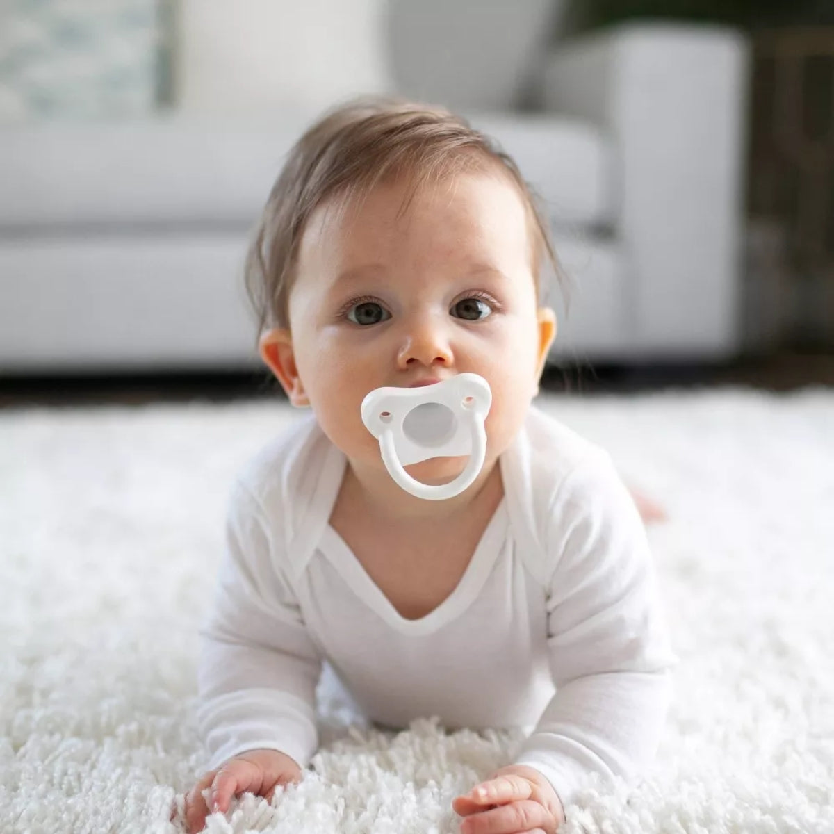 Dr. Brown's HappyPaci One-Piece 100% Silicone Pacifier- 0-6 Months - 3pk Blue/White/Light Blue