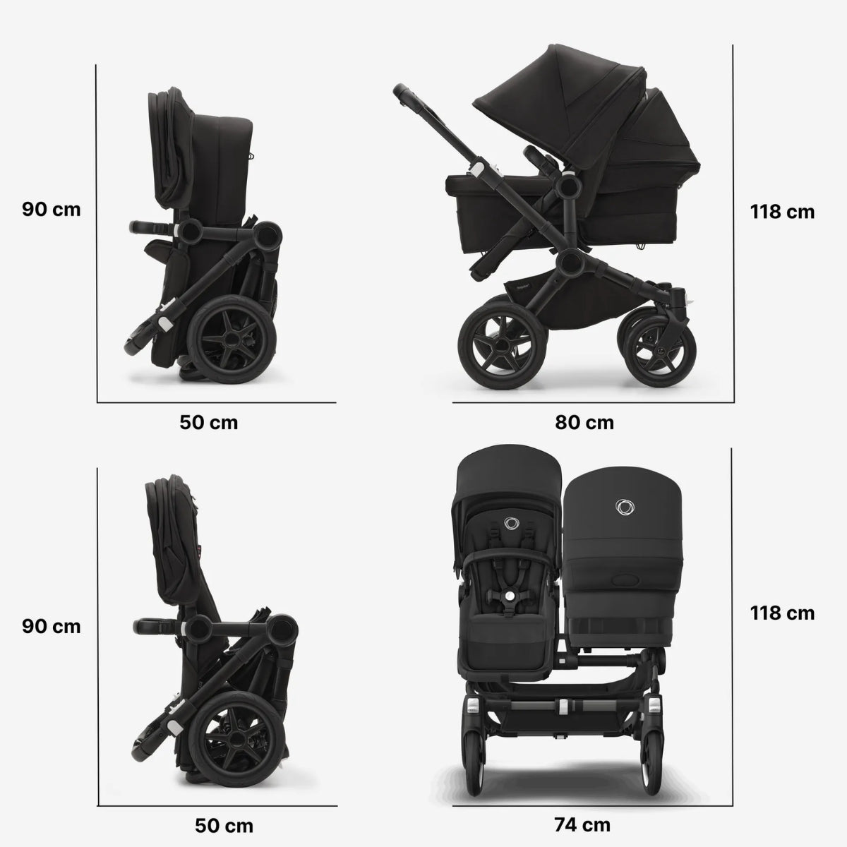 Bugaboo Donkey 5 Duo Bassinet And Seat Stroller - All Midnight Black Canopy/Black Chassis