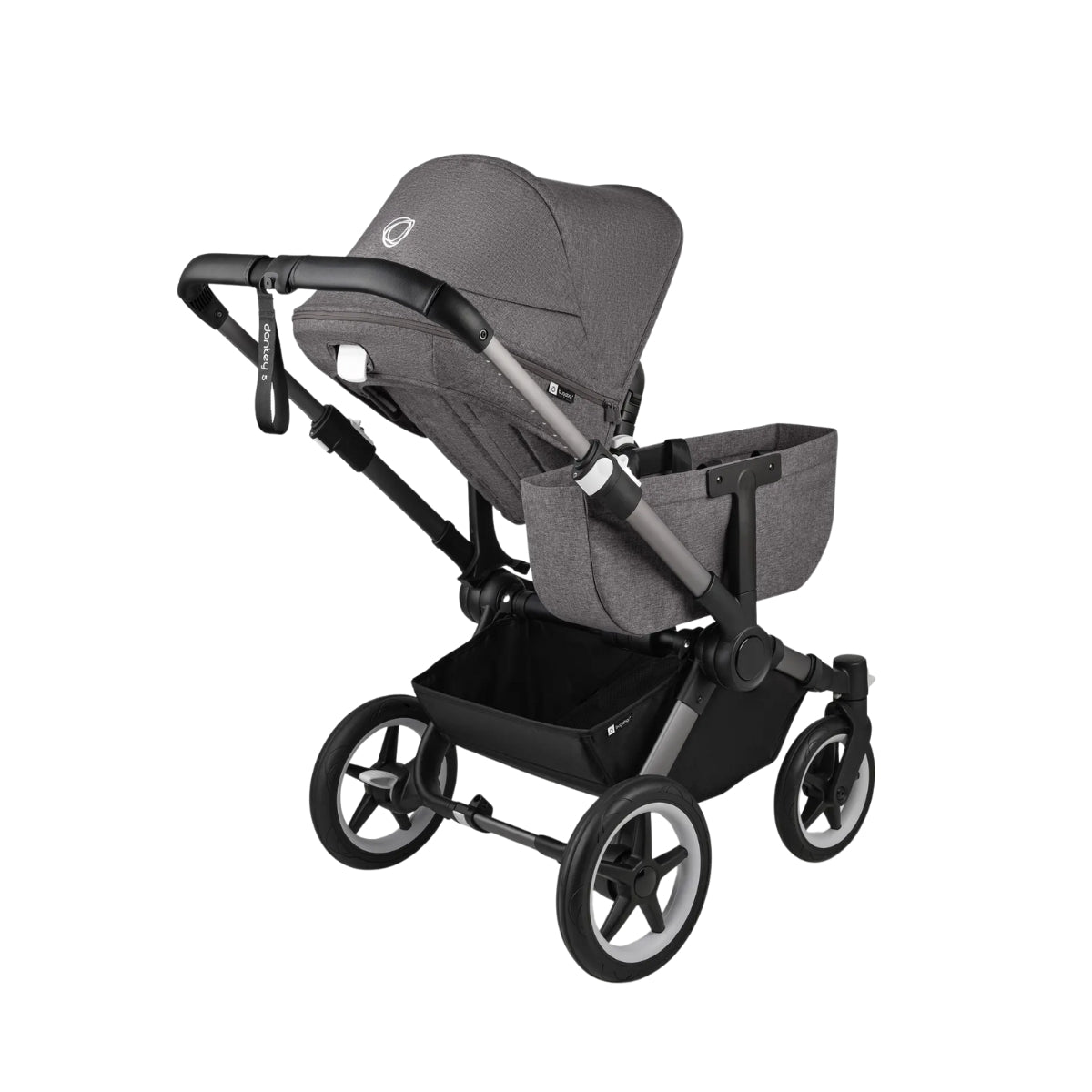 Donkey 5 Mono BassinetBugaboo and Seat - All Grey Melange/Black Chassis