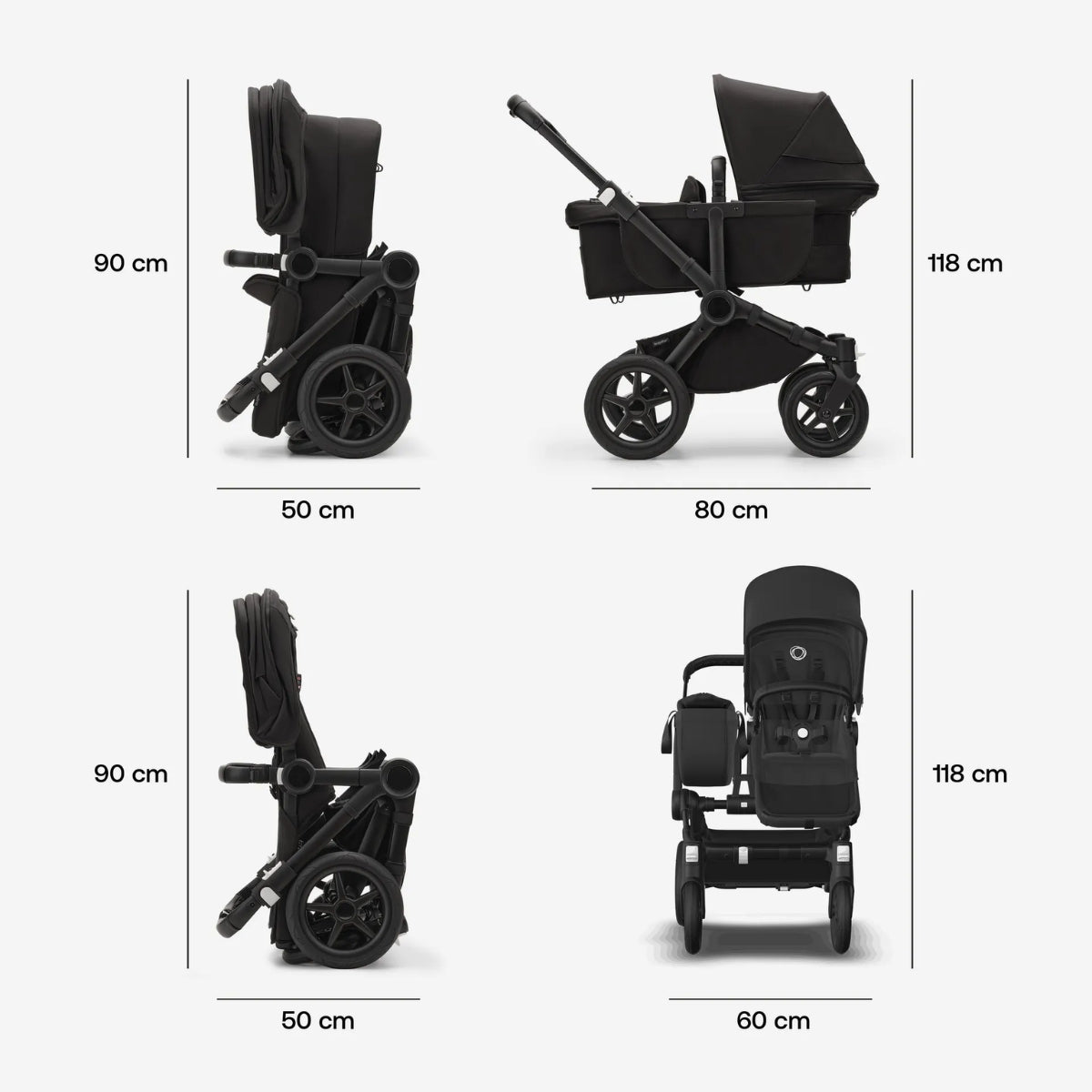 Bugaboo Donkey 5 Mono Bassinet and Seat - All Midnight Black/Black Chassis