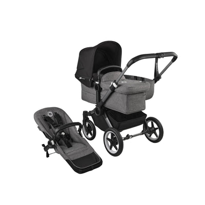 Bugaboo Donkey 5 Mono Bassinet and Seat - Midnight Black/Grey Melange/Graphite Chassis