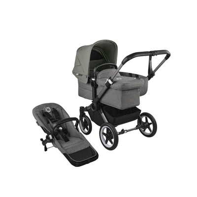 Bugaboo Donkey 5 Mono Bassinet and Seat - Forest Green/Grey Melange/Graphite Chassis