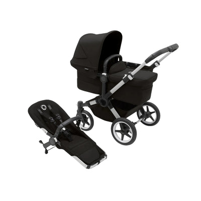 Bugaboo Donkey 5 Mono Bassinet and Seat - All Midnight Black/Aluminium Chassis